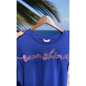 Crown & Ivy Embroidered Sunshine Moonshine Athleisure Top Ladies PP NWT $50.50